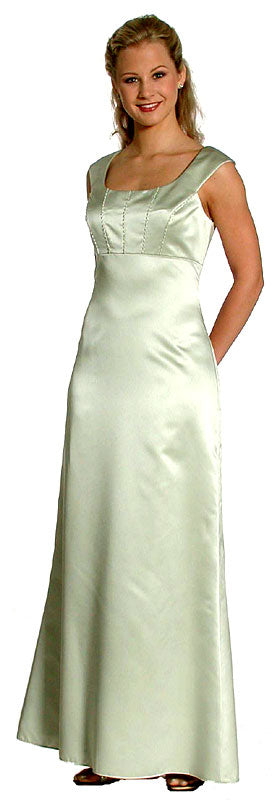 Image of Boat Neck Beaded Bridesmaid Dress in Green