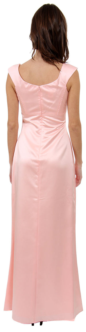 Back image of Boat Neck Beaded Bridesmaid Dress