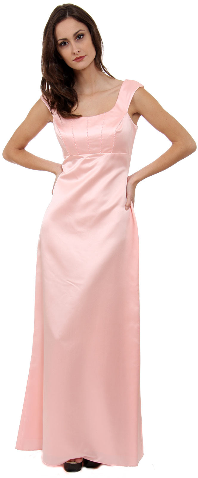 Main image of Boat Neck Beaded Bridesmaid Dress