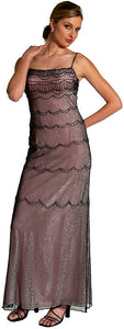 Main image of Metallic Poly Net Beaded Formal Dress